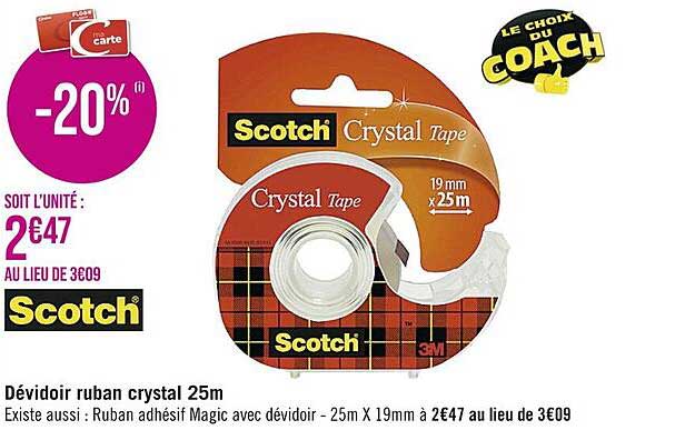 Dévidoir Ruban Crystal 25 M Scotch