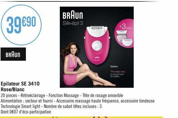 épilateur se 3410 rose-blanc braun