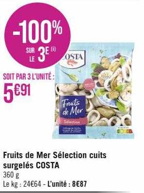 Fruits De Mer Sélection Cuits Surgelés Costa