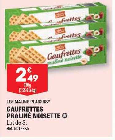 gaufrettes praliné noisette les malins plaisirs