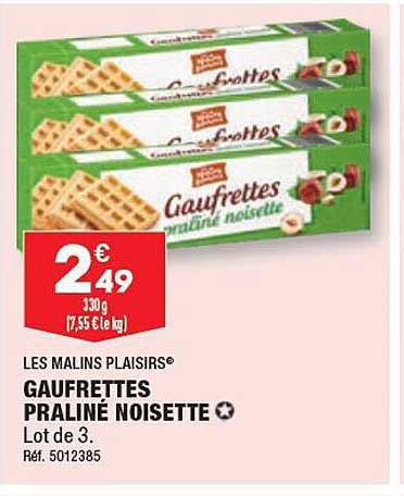 gaufrettes praliné noisette les malins plaisirs