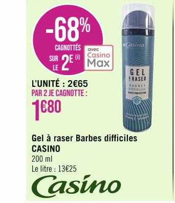 gel à raser barbes difficiles casino