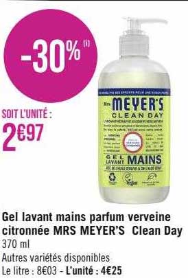 Gel Lavant Mains Parfum Verveine Citronnée Mrs Meyer's Clean Day