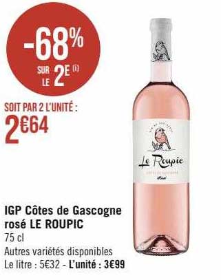igp côtes de gascogne rosé le roupic