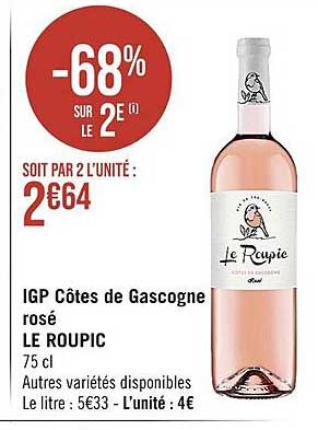 igp côtes de gascogne rosé le roupic