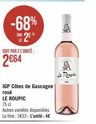 igp côtes de gascogne rosé le roupic