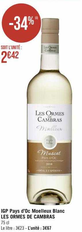 igp pays d'oc moelleux blanc les ormes de cambras