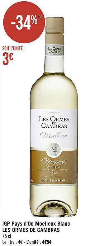 igp pays d'oc moelleux blanc les ormes de cambras