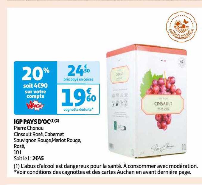 Igp Pays D'oc Pierre Chanau, Cinsault Rosé, Cabernet Sauvignon Rouge, Merlot Rouge, Rosé