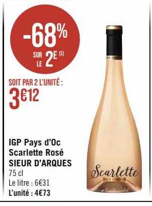Igp Pays D'oc Scarlette Rosé Sieur D'arques