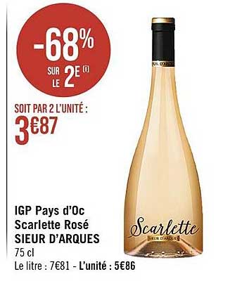 igp pays d'oc scarlette rosé sieur d'arques