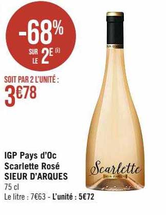 Igp Pays D'oc Scarlette Rosé Sieur D'arques