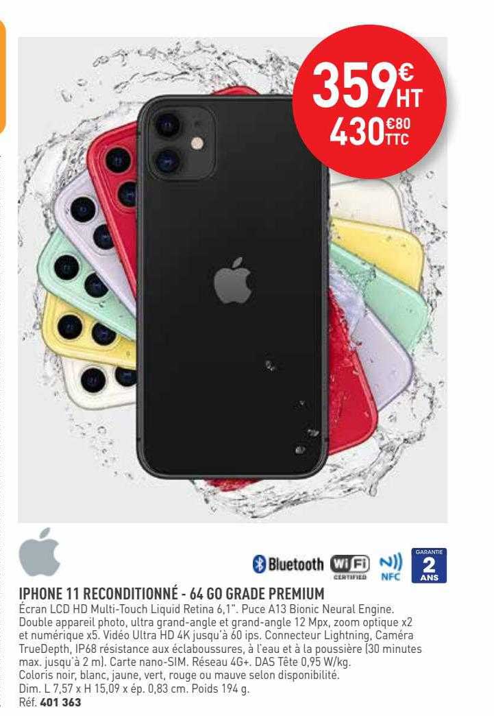 iphone 11 reconditionné - 64 go grade premium