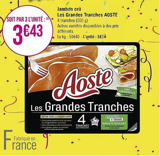jambon cru les grandes tranches aoste