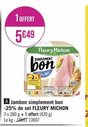jambon simplement bon -25% de sel fleury michon