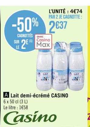 lait demi-écrémé casino