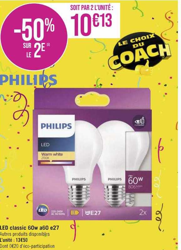led classic 60w a60 e27 philips