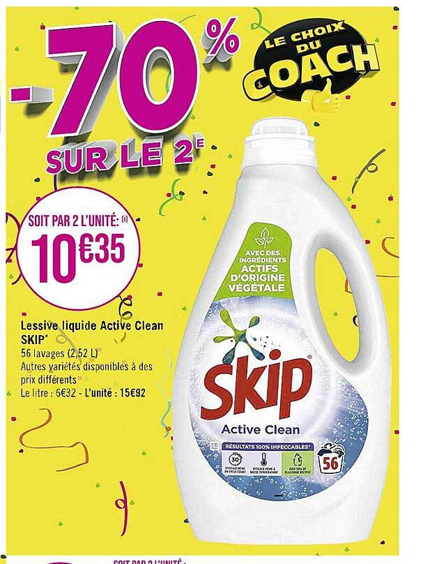 Lessive Liquide Active Clean Skip