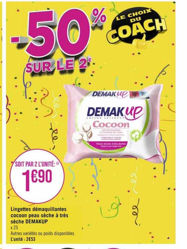 lingettes démaquillantes cocoon peau sèche à très sèche demakup