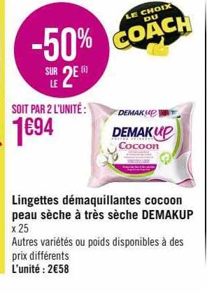 lingettes démaquillantes cocoon peau sèche à très sèche demakup