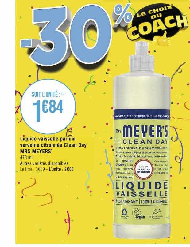 liquide vaisselle parfum verveine citronnée clean day mrs meyers