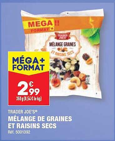 mélange de graines et raisins secs trader joe's