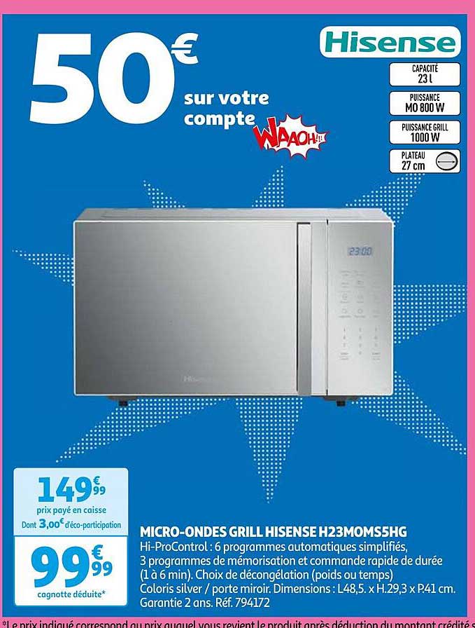 micro-ondes grill hisense h23moms5hg
