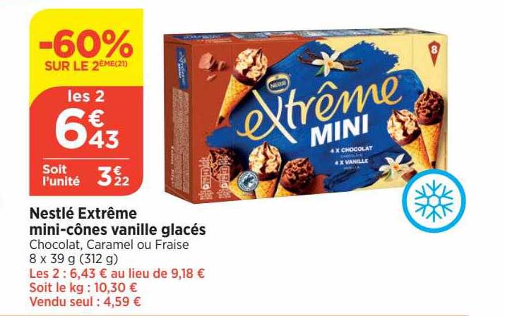Nestlé Extrême Mini-cônes Vanille Glacés
