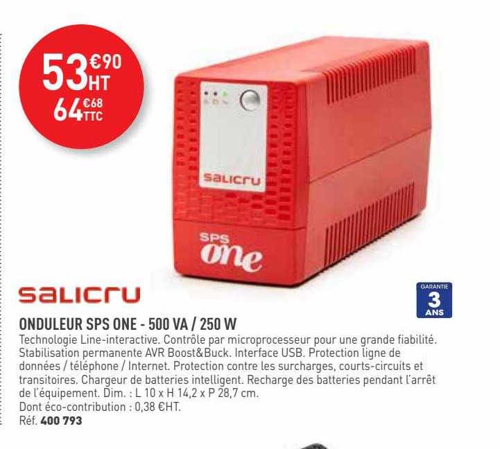 onduleur sps one - 500 va - 250 w salicru