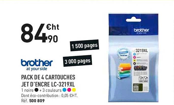 pack de 4 cartouches jet d'encre lc-3219xl brother at your side