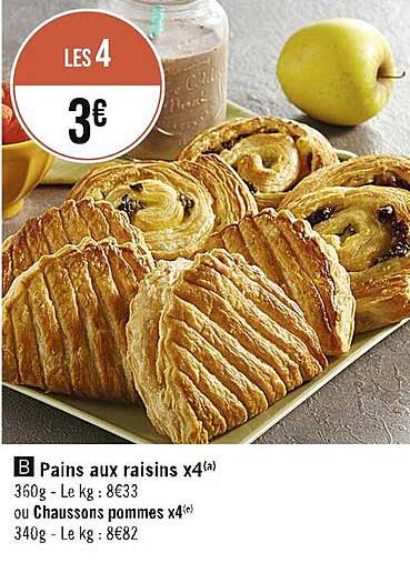 Pains Aux Raisins X4 Ou Chaussons Pommes X4
