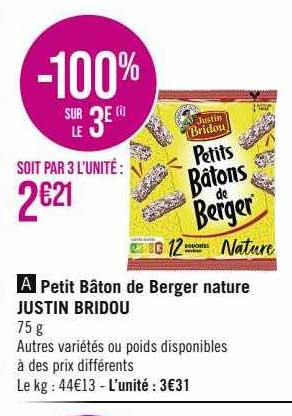 petit bâton de berger nature justin bridou