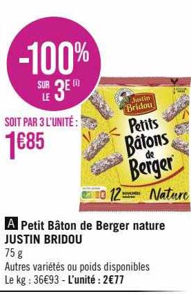 petit bâton de berger nature justin bridou