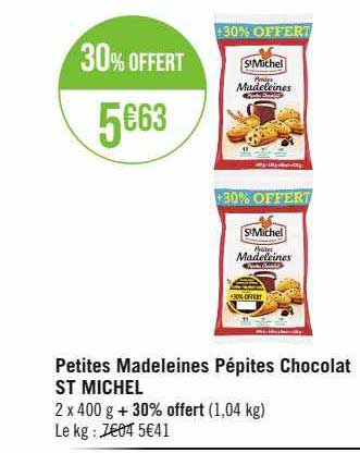petites madeleines pépites chocolat st michel