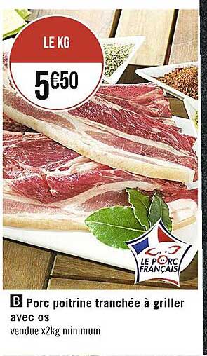 Porc Poitrine Tranchée à Griller Avec Os