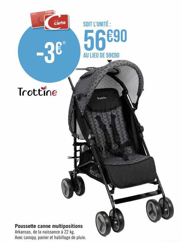 poussette canne multipositions trottine