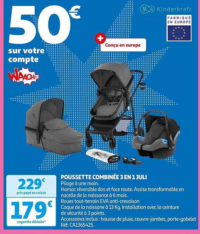 poussette combinée 3 en 1 juli kinderkraft