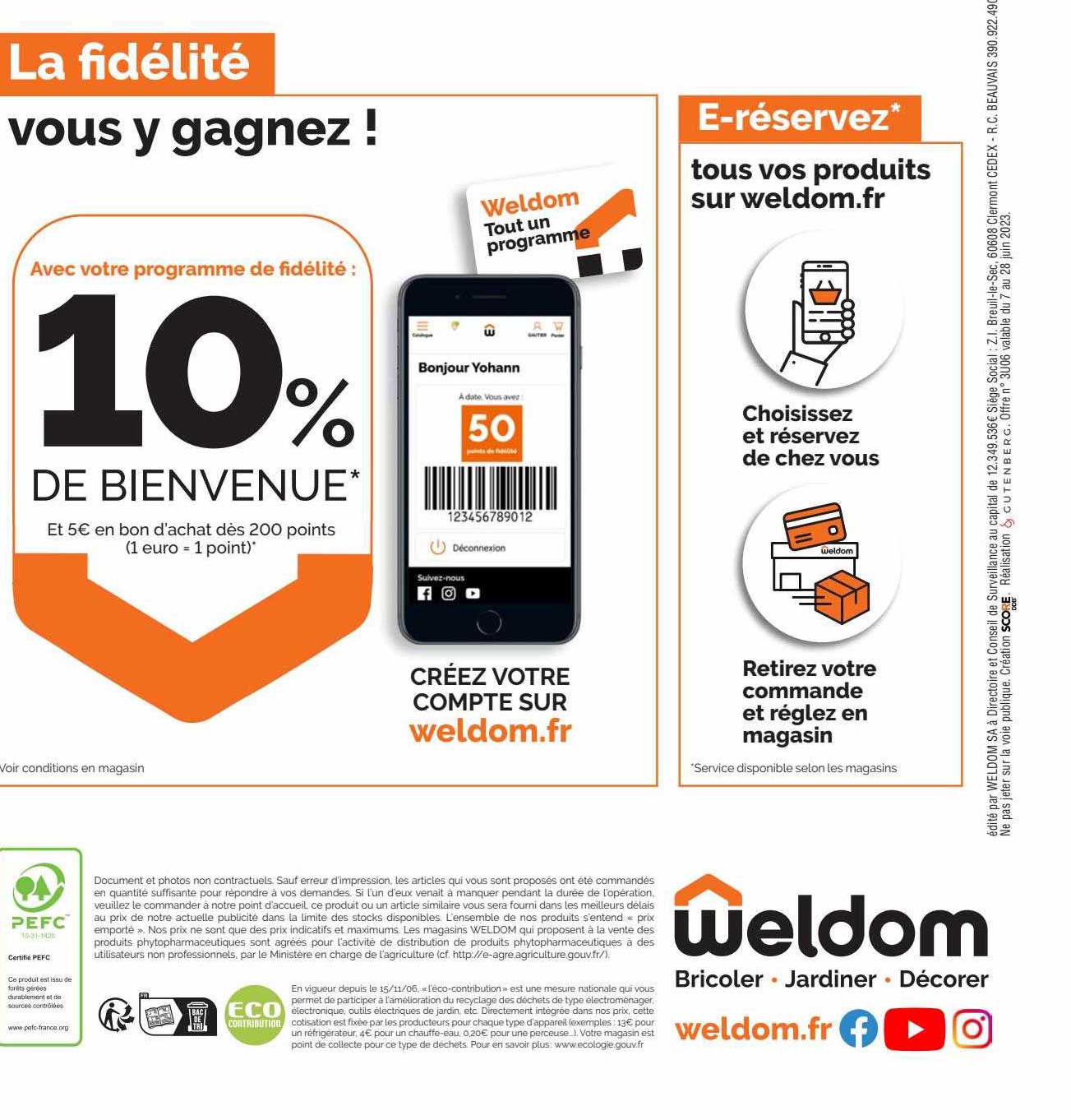 programme de fidélité 10% de bienvenue