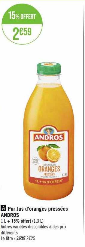 pur jus d'oranges pressées andros