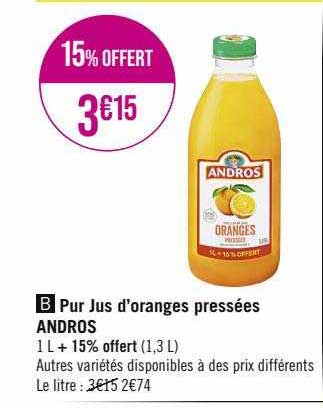 pur jus d'oranges pressées andros