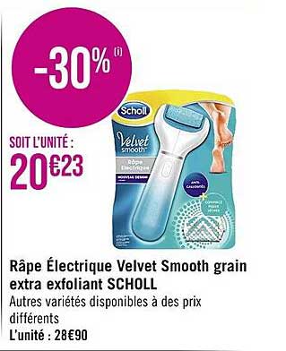râpe électrique velvet smooth grain extra exfoliant scholl