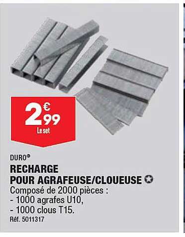 recharge pour agrafeuse-cloueuse duro