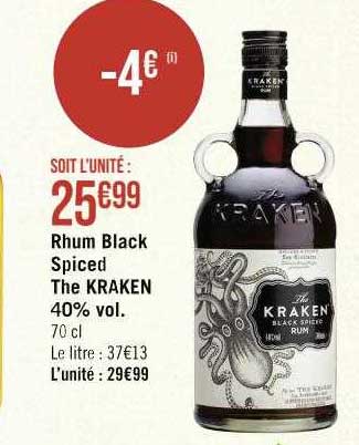 rhum black spiced the kraken 40% vol.