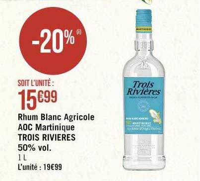 rhum blanc agricole aoc martinique trois rivières 50% vol.