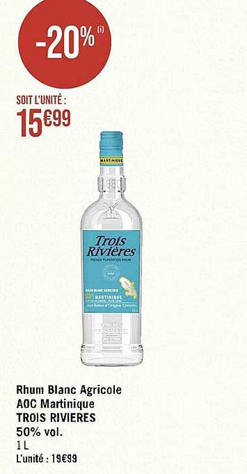rhum blanc agricole aoc martinique trois rivières 50% vol.