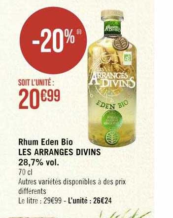 rhum eden bio les arrangés divins 28,7% vol.