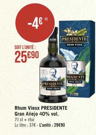 rhum vieux présidente gran añejo 40% vol.