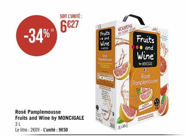 rosé pamplemousse fruits and wine by moncigale