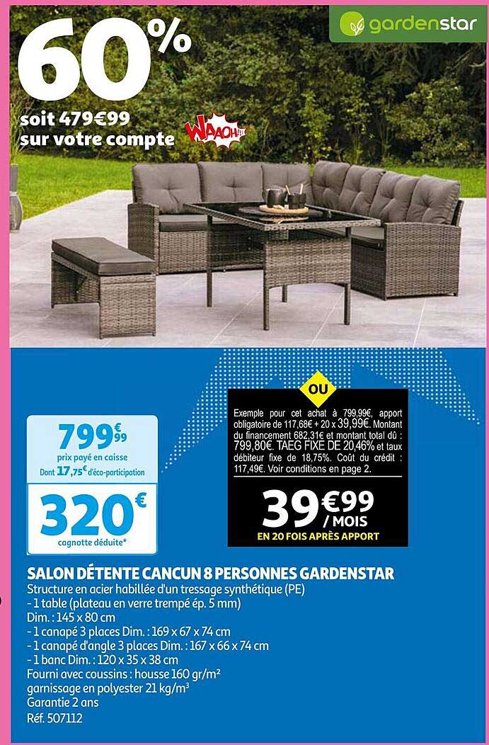 salon détente cacun 8 personnes gardenstar