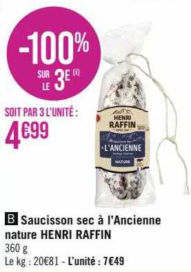 saucisson sec à l'ancienne nature henri raffin